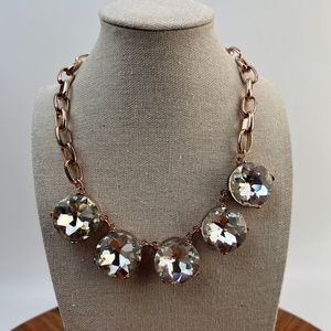Express Necklace Chunky Oversized Rhinestones Rose Gold Choker 19" Adjustable